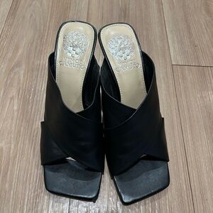 Vince Camuto Black Leather Mules